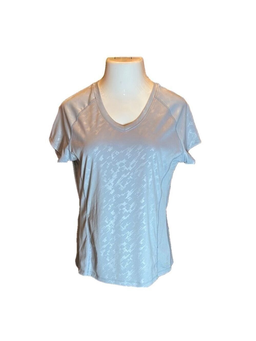 CHAMPION Light Gray Short Sleeve Athletic Tee Shirt w/ Mesh Sides Size L